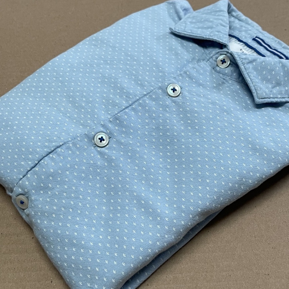Cactus Man Ricky Singh Men's M Button Up Shirt Blue Print Long Sleeve Stretch - Picture 12 of 12